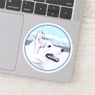 Siberië Husky (zilver en wit) schilderende hond ku Sticker
