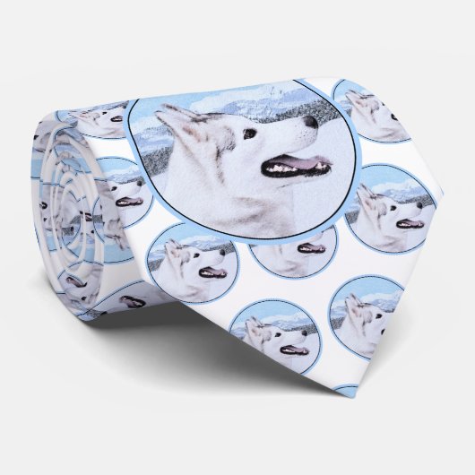 Siberië Husky (zilver en wit) schilderende hond ku Stropdas (Opgerold)