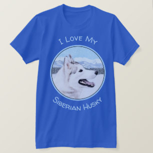 Siberië Husky (zilver en wit) schilderende hond ku T-shirt