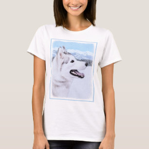 Siberië Husky (zilver en wit) schilderende hond ku T-shirt