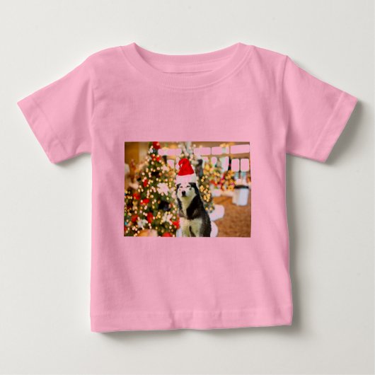 Sibérien Husky Christmas Tree Tshirt Tee - shirt (Devant)