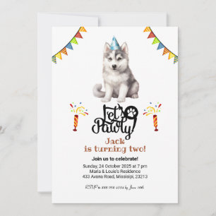 Siberisch Husky Dog Pet Let's Pawty Birthday Kaart