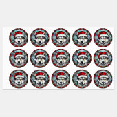 Siberisch Husky Glas in lood Kerst Labels (Vel)