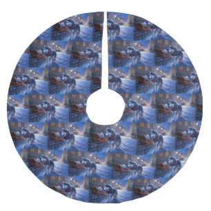 Siberisch Husky Kerstfeest Seizoen Kerstboom Rok