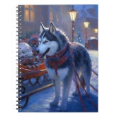 Siberisch Husky Kerstfeest Seizoen Notitieboek (Voorkant)