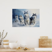 Siberisch Husky-pakket Poster (Keuken)