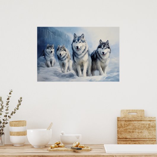 Siberisch Husky-pakket Poster (Keuken)