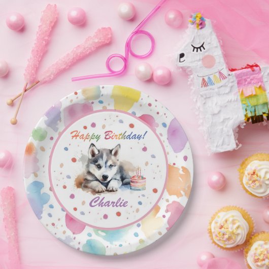 Siberisch Husky Waterverf papier Bord (Feest)