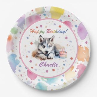 Siberisch Husky Waterverf papier Bord