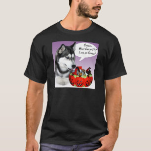 Siberisch Husky (zwart) Halloween-Snoep T-shirt