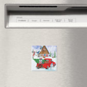 Siberische hondje met kerstcadeau magneet (Insitu (Vaatwasser))