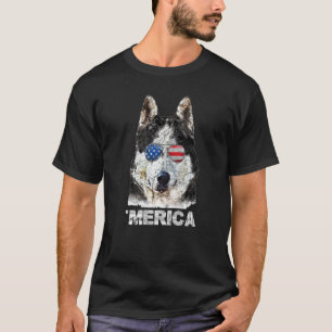 Siberische Husky American USA vlag op 4 juli T-shirt