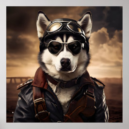 Siberische Husky Aviator WOI Portret Poster
