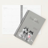 Siberische Husky Bubble Gum Dog Animal Monogram Planner (Display)