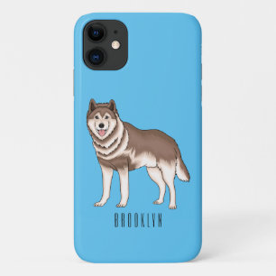 Siberische husky cartoon illustratie iPhone 11 hoesje