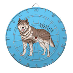 Siberische husky cartoon illustratie dartbord