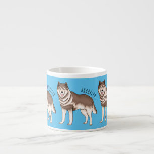 Siberische husky cartoon illustratie espresso kop