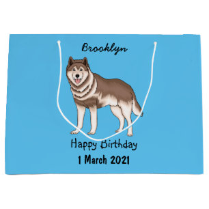 Siberische husky cartoon illustratie groot cadeauzakje