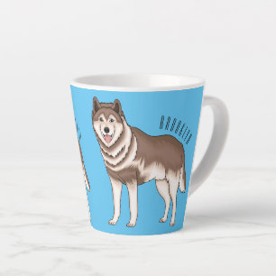 Siberische husky cartoon illustratie latte mok
