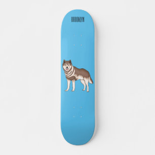 Siberische husky cartoon illustratie skateboard