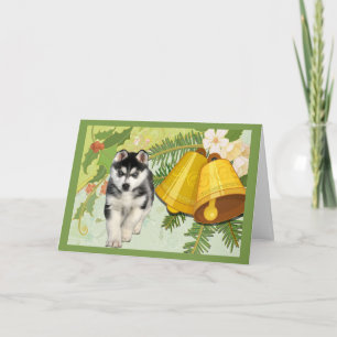 Siberische Husky Christmas Kaart Bells