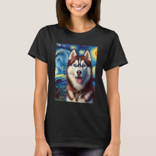 Siberische Husky Dog Art Van Gogh Sterrennacht Sib T-shirt