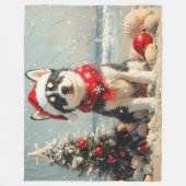 Siberische Husky Dog Christmas  Beach Fleece Deken (Voorkant)