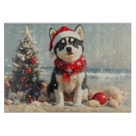 Siberische Husky Dog Christmas  Beach Snijplank