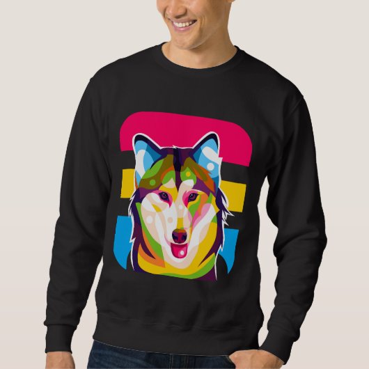 Siberische Husky Dog Pop Art Trui (Voorkant)