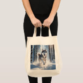 Siberische Husky Elegante Kruidenier Canvas tas (Voorkant (product))