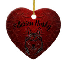 Siberische Husky Gepersonaliseerde Hart Ornament -