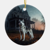 Siberische Husky Halloween eng Keramisch Ornament (Voorkant)