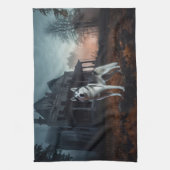 Siberische Husky Halloween eng Theedoek (Verticaal)