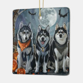 Siberische Husky Halloween Spooky Keramisch Ornament (Links)