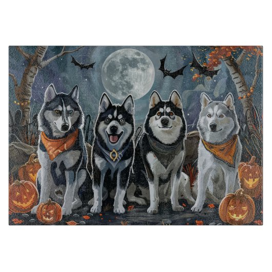 Siberische Husky Halloween Spooky Snijplank (Voorkant)