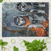 Siberische Husky Halloween Spooky Theedoek (Gevouwen)