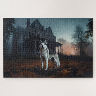 Siberische Husky Halloween Verschrikkelijk Legpuzzel