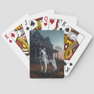 Siberische Husky Halloween Verschrikkelijk Pokerkaarten