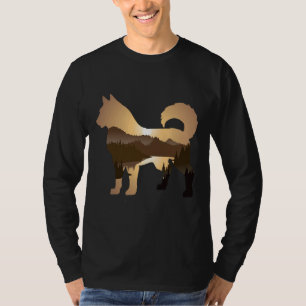 Siberische Husky Hond Bos Berg Sunset Siberi T-shirt