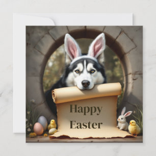 Siberische Husky hond en de boodschap Feestdagenkaart