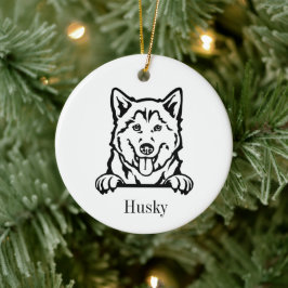 Siberische Husky hond Gepersonaliseerde Huisdier O Keramisch Ornament