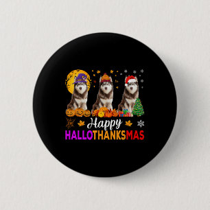 Siberische Husky Hond Halloween Kerst Hallobedankt Ronde Button 5,7 Cm