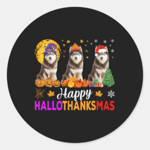 Siberische Husky Hond Halloween Kerst Hallobedankt Ronde Sticker