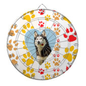 Siberische Husky Hond Hart Paws Print Dartbord (Voorkant)