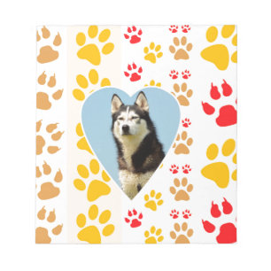 Siberische Husky Hond Hart Paws Print Notitieblok