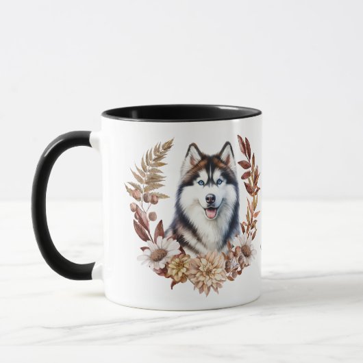 Siberische Husky hond herfst krans Mok (Links)