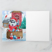 Siberische Husky Hond In Sneeuw Kerst Hondenhok Kaart (Binnen)