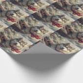 Siberische Husky Hond Kerstfeest Cadeaupapier (Hoek)
