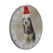 Siberische Husky Hond met Santa Hoed in Sneeuw Dartbord (Voorkant Links)