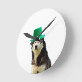 Siberische Husky Hond St. Patrick's dag Ronde Klok (Hoek)